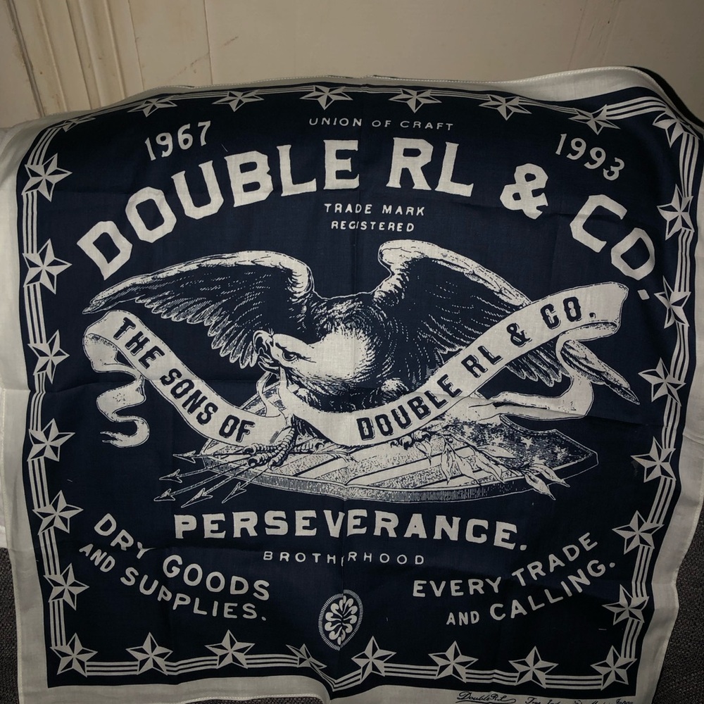 By request: RRL Navy/Cream stunning  20 inch “Brotherhood” handkerchief.